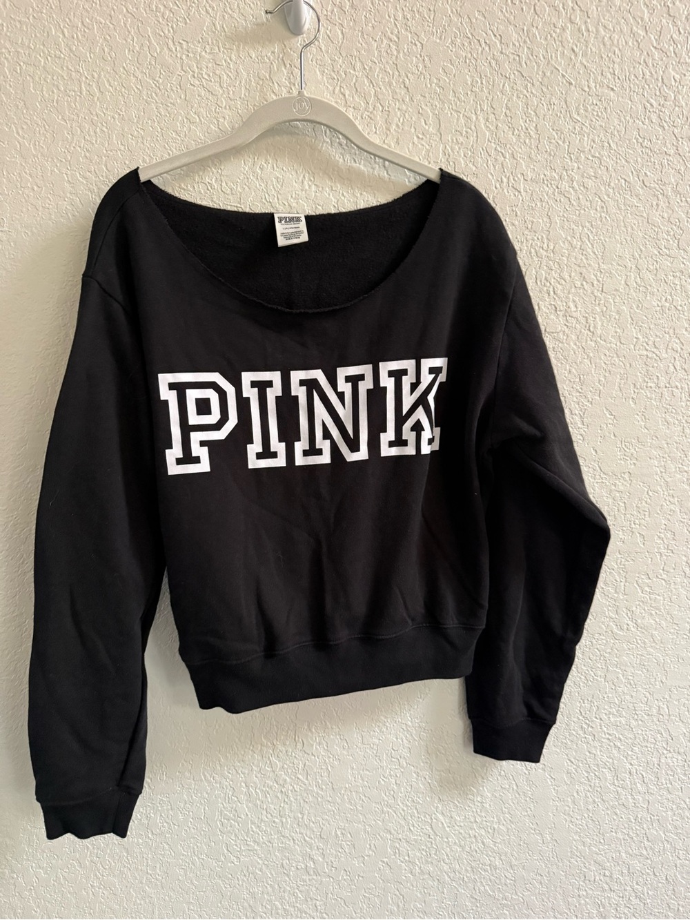 PINK Victoria's Secret Black Off the Shoulder Sweatshirt